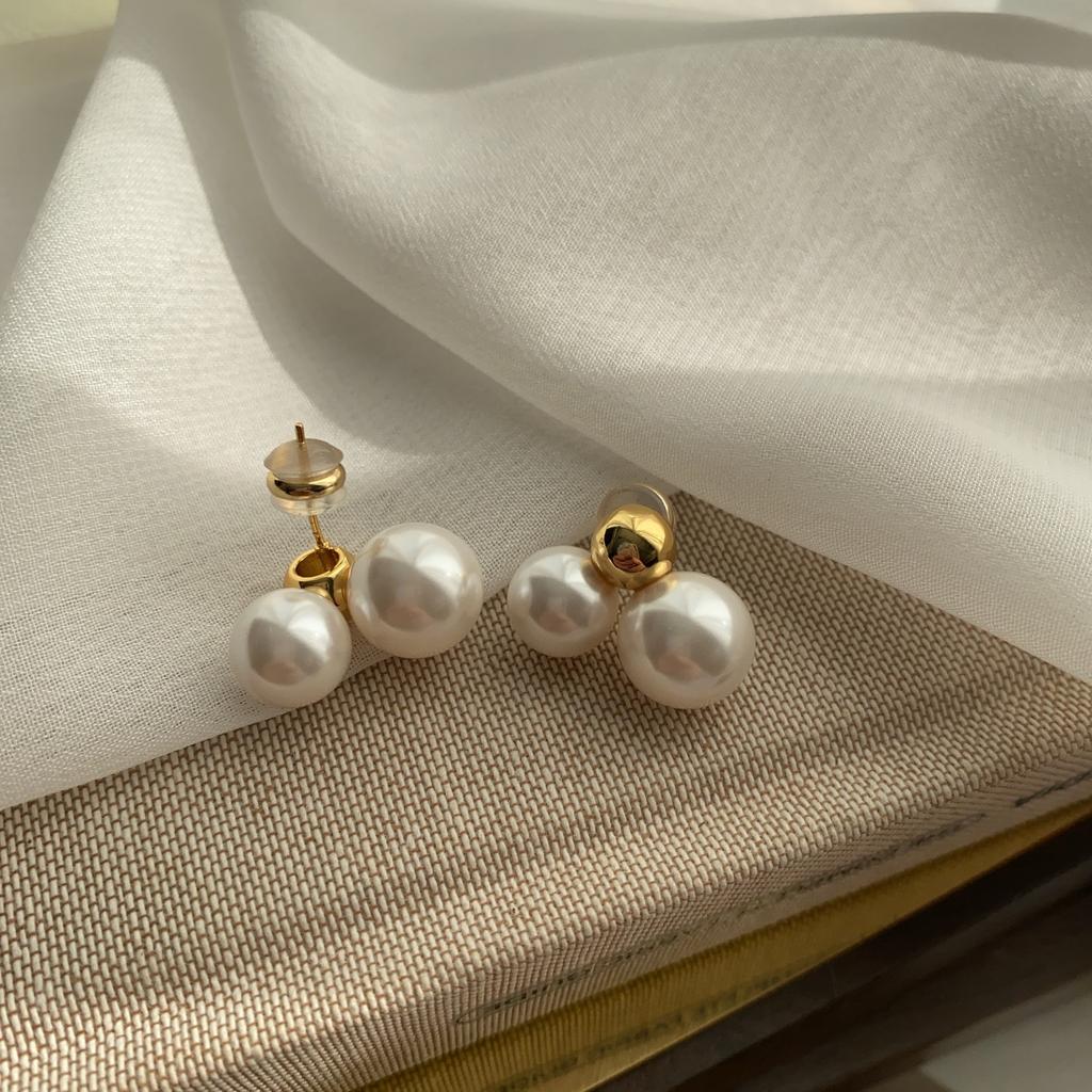 Серьги-гвоздики Niche Design, женские, французские, премиум, простые, с белым жемчугом, золотые, жемчужные серьги, универсальные, для поездок на работу