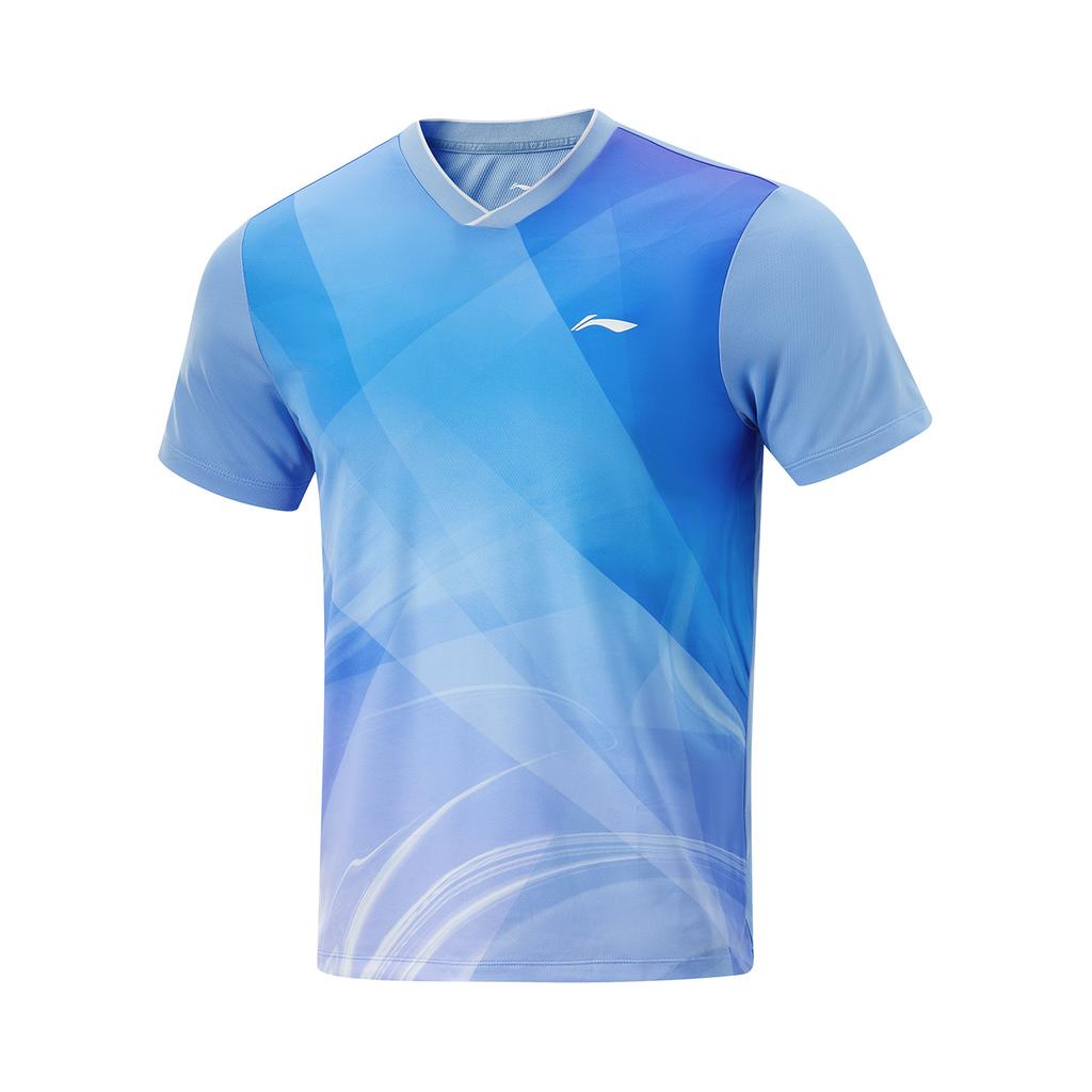 Li Ning Table Tennis Series Sport Casual Minimalist Color Block Short Sleeve T-Shirt Unisex Tops Sky-Blue AAYV071-3