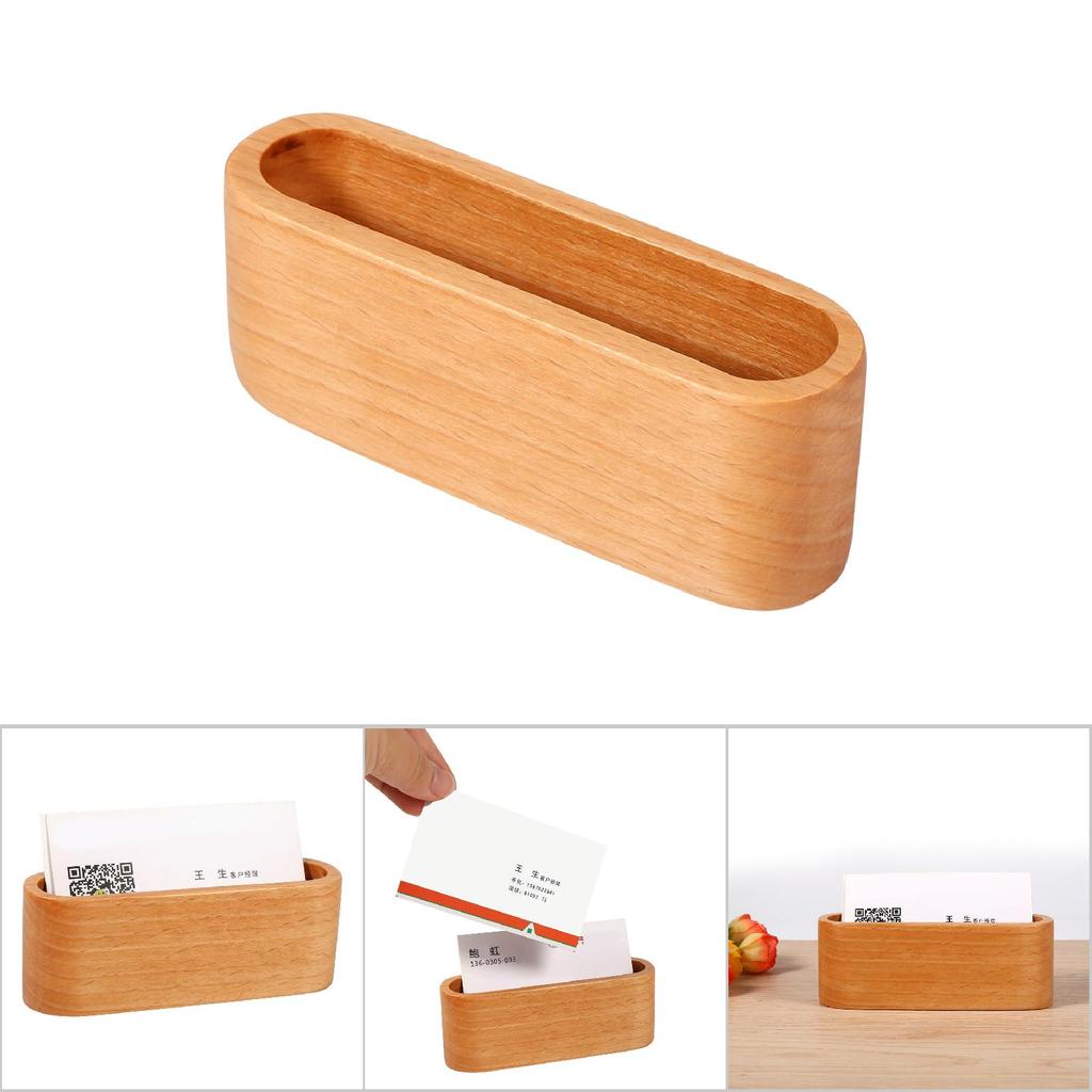 1Pc Creative Wooden Business Card Holder Case Storage Box Organizer Office Desktop Ornaments