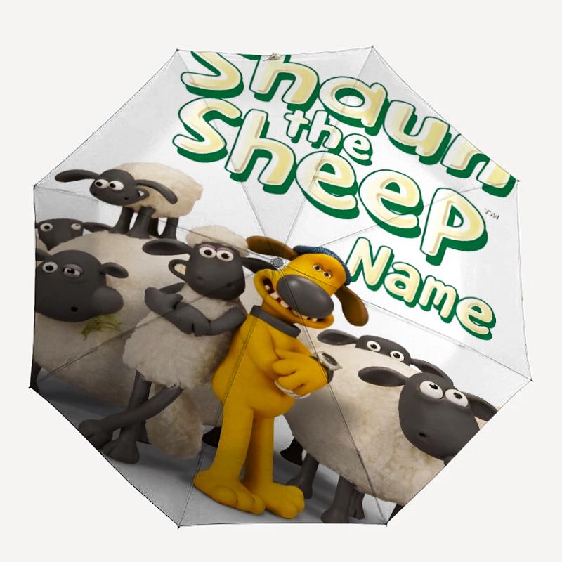 Custom Name Shaun the Sheep Theme Automatic Umbrella, Lightweight & Portable, 8 Rib, Perfect for Outdoor Travel, Birthdays, Christmas, Gifts.