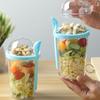 400ml Portable Breakfast Cups Oatmeal Cereal Nut Yogurt Salad Cup Container Lunch Bento Salad Bowl Bottle Cup Salad Box