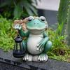 Фигурка лягушки с солнечным фонарем, зеленая лягушка, смоляная статуя, скульптура для внутреннего и наружного использования, украшение для сада, газона, двора