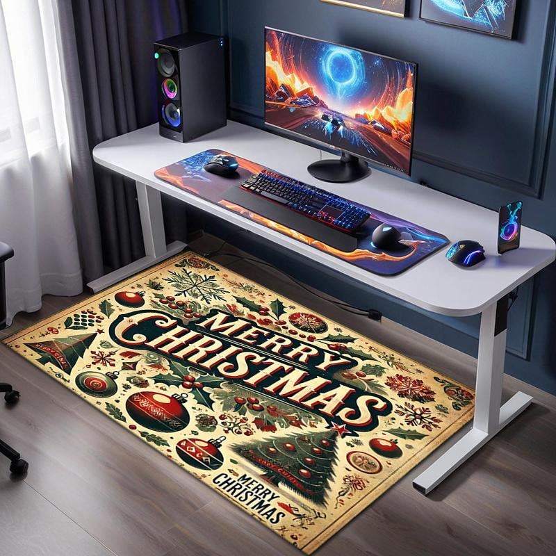 Merry Christmas Festive Greetings Carpet Printing Home Decor Art Protective Pad Fashion