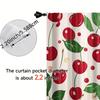 Cartoon Red Cherry Curtains, Fresh Fruit Leaf Dot Pattern White Drapes for Bedroom Kitchen Living Room Farmhouse Home Decor