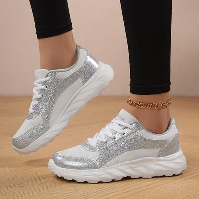 Новые модные европейские и американские кроссовки на плоской подошве большого размера с пайетками в весенней цветовой гамме и персонализированным дизайном