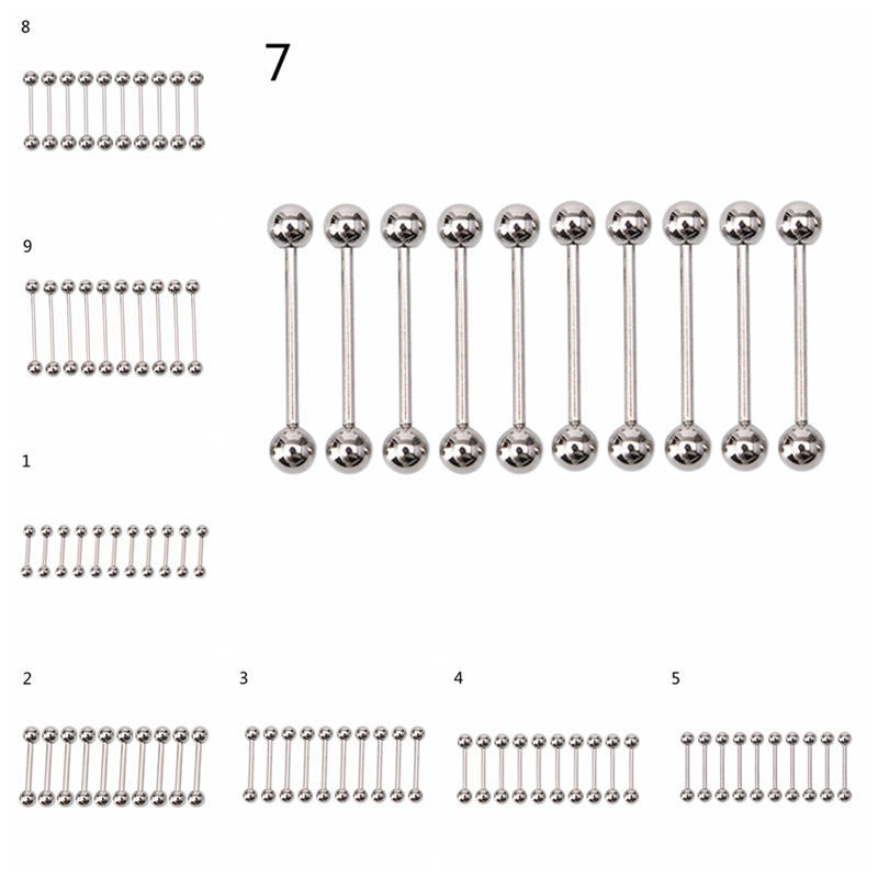 10 шт. нержавеющая сталь шарик язык пупок сосок штанга кольца стержни пирсинг тела