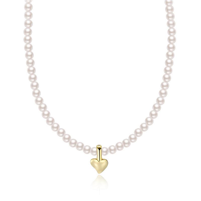 Ожерелье Love Pearl Съемная подвеска в форме сердца Цепочка на ключицу Французский ретро Легкая роскошь Ощущение