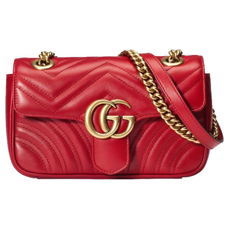 Gucci GG Marmont Quilted Leather Mini Shoulder Bag Red Daily Party Shopping 446744-DTDIT-6433