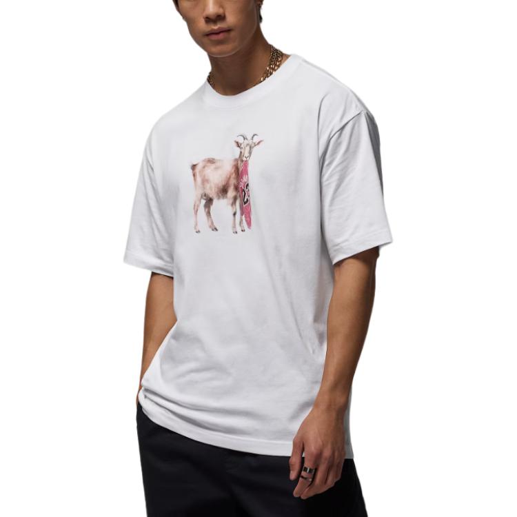 Jordan Animal Pattern Loose Fit Crew Neck Short Sleeve T-Shirt Men tops White IF0786-100