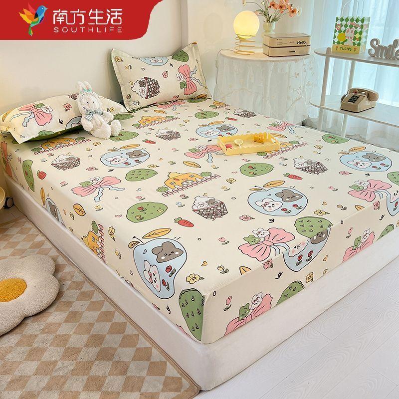 Простыня на резинке из стираного хлопка, цельное чистое покрывало, чехол для матраса Simmons, наволочка 2 шт., 3 шт.