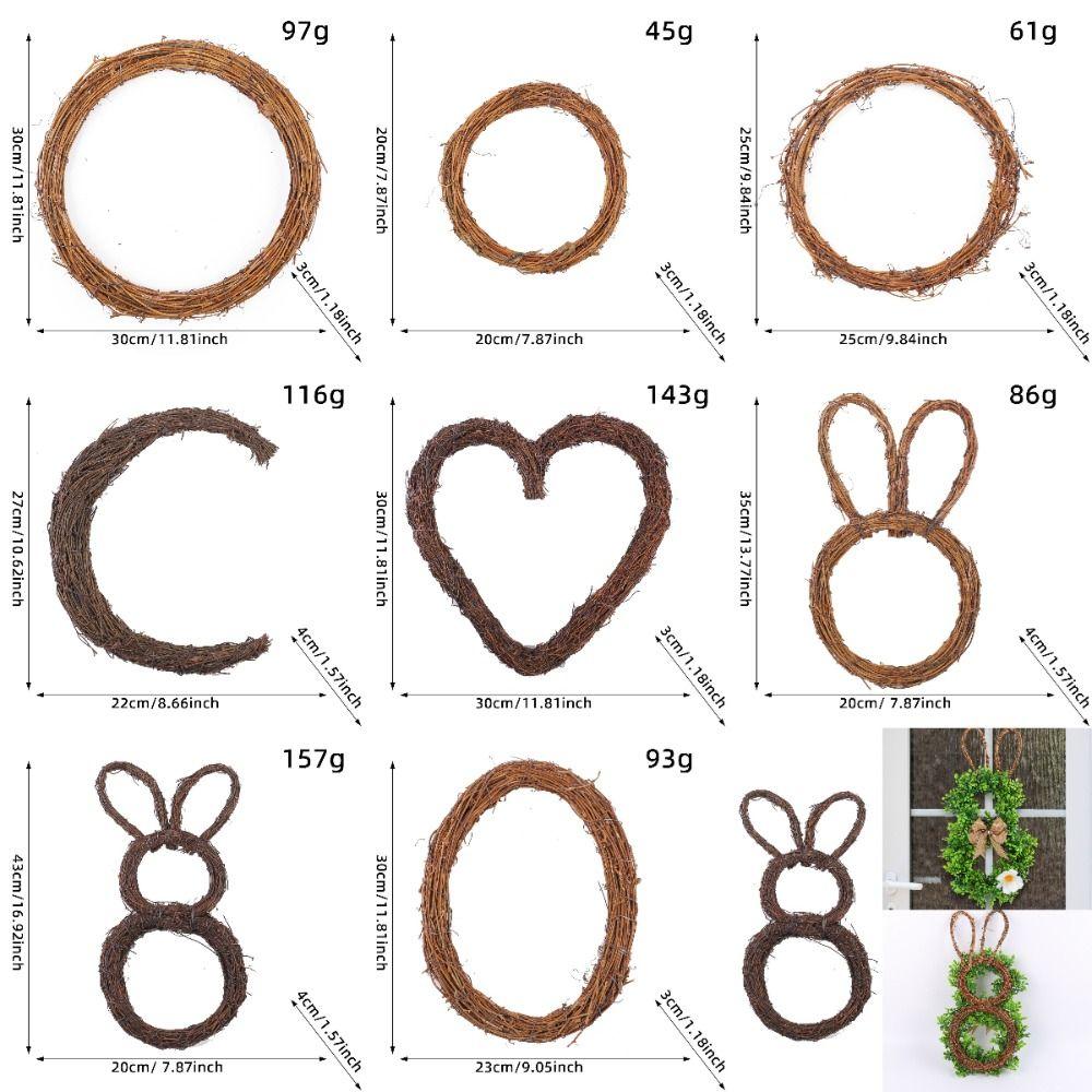 Модные круглые и в форме сердца DIY венки из сухих веток, поделки, ротанговые обручи, деревянные голые обручи, аксессуары, свадебные сувениры