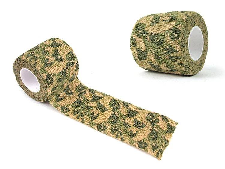 Self-Adhesive Protective Tape Wrap Tactical Camo Multi-Functional Non-Woven Fabric Stealth Tape Stretch Bandage Outdoor Hunting