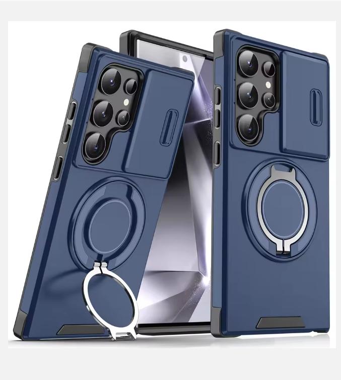 Чехол для телефона с магнитной подставкой и слайдером для Samsung S25 S24 S23 Plus S21 S22 Ultra S20 FE A54 A15 A14 A05 A05S