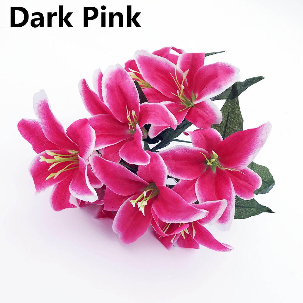 10 Голов Горячие Домашние Аксессуары Красочные Искусственные Цветы Свадебный Декор Лилии Букет Поддельные Лилии