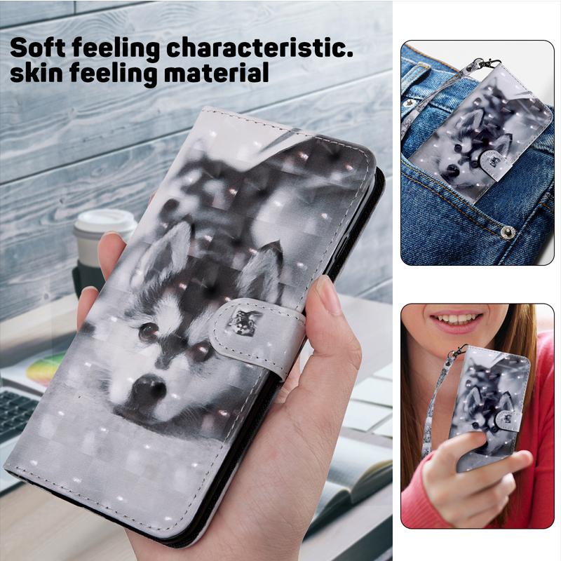Для Redmi 14C 14R 13C 12C 11 10C 10A A4 A3 A2 A1 Plus Note 14 13 Pro Plus 4G/5G 3D Чехол-книжка из кожи с магнитом, рисунок 'Кот и Собака Цветок'