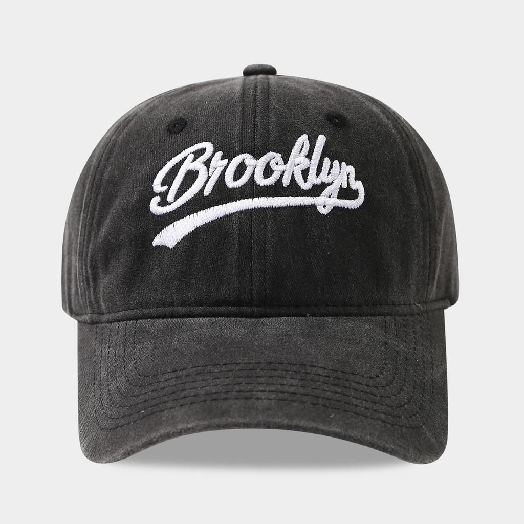 Cross-Border Bestselling Hat - European and American Outdoor Travel Sunshade Hat, Washed BROOKLYN Letter Baseball Cap, Trendy