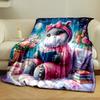 Hippo Reading Under Moonlit Sky print blanket soft and cozy perfect for the living room bed sofa or a nap,gift
