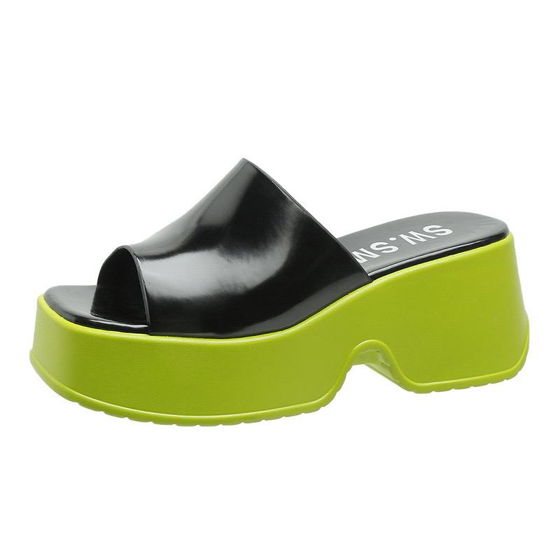 Fashion Summer Women's Slippers Fashion Platform Sandals Luxury Leather Casual Slippers High-heele Slippers for Women Open Toe Sandalias