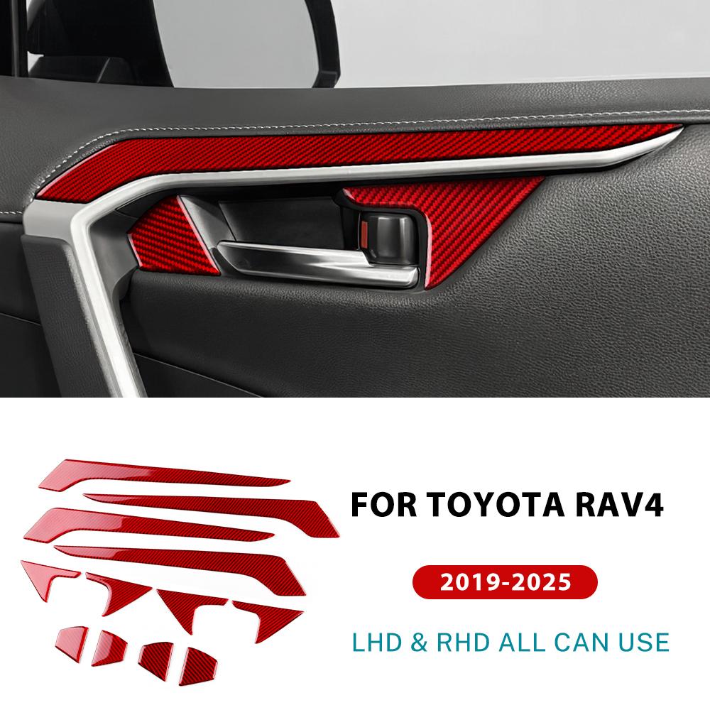 Real Soft Carbon Fiber Sticker For Toyota RAV4 XA50 2024 2025 LHD RHD Car Inner Door Handle Trim Panel