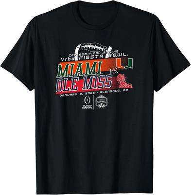 Футболка Miami Hurricanes против Ole Miss Rebels Fiesta Bowl 2026 CFP Полуфинал