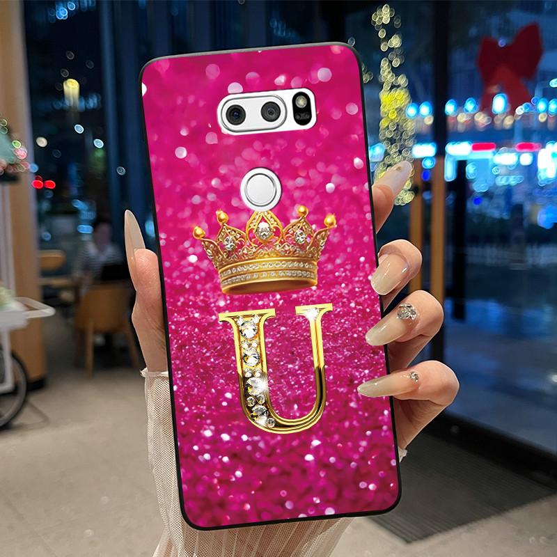 Чехол для телефона для LG V30/V30 Plus/V30S ThinQ/V35 ThinQ Мягкий силикон Красивый Модный Узор Корона Буква Черный Чехол Корпус