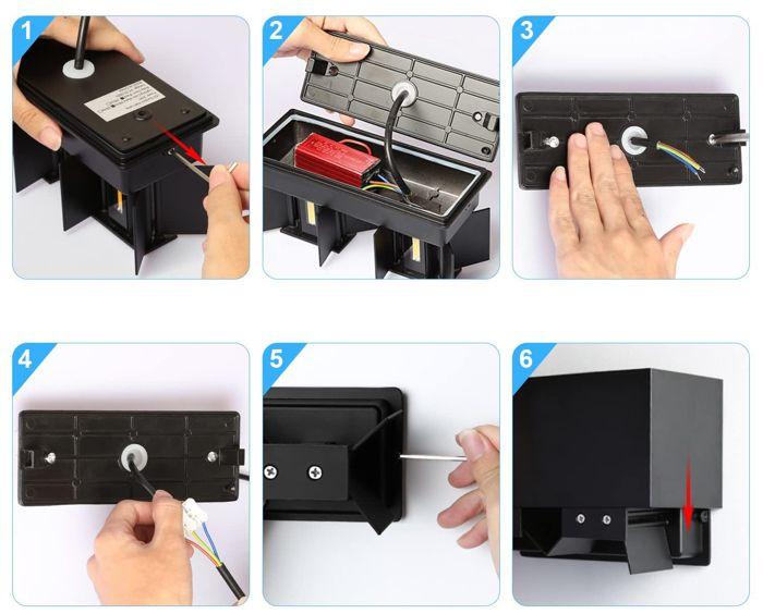 Светодиодный настенный светильник Kingwen, 20 Вт, 3000 К, IP65, черный, комплект из 2 штук.