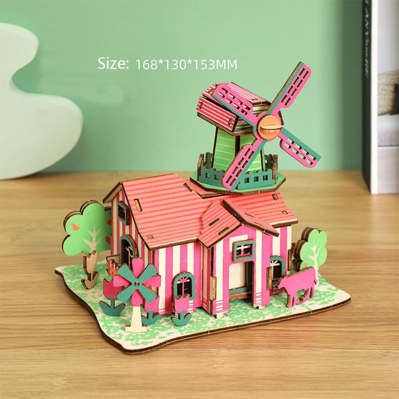 Лазерная резка Сделай сам Дома Виллы Здание 3D Деревянный пазл Игрушка Сборная модель Наборы Украшение стола Для детского подарка