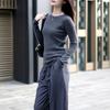 Front Shoulder Wool Sweater Women's 0 Pure Wool Thin Slim Fit and Thin Bottom Top Early Autumn New Knitted Sweater