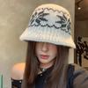 Шляпа-ведро с жаккардовым узором Fair Isle, женская, зимняя, ретро, этнический стиль, универсальная панама, кофейный цвет, теплая шерстяная шляпа
