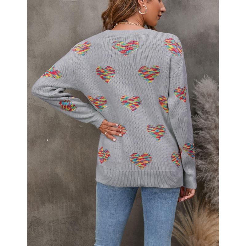 Женский свободный свитер осень/зима, вязаный жаккардовый свитер Love