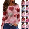 Women's Fashion Valentine's Day Printed Round Neck Casual  Long Sleeve Top