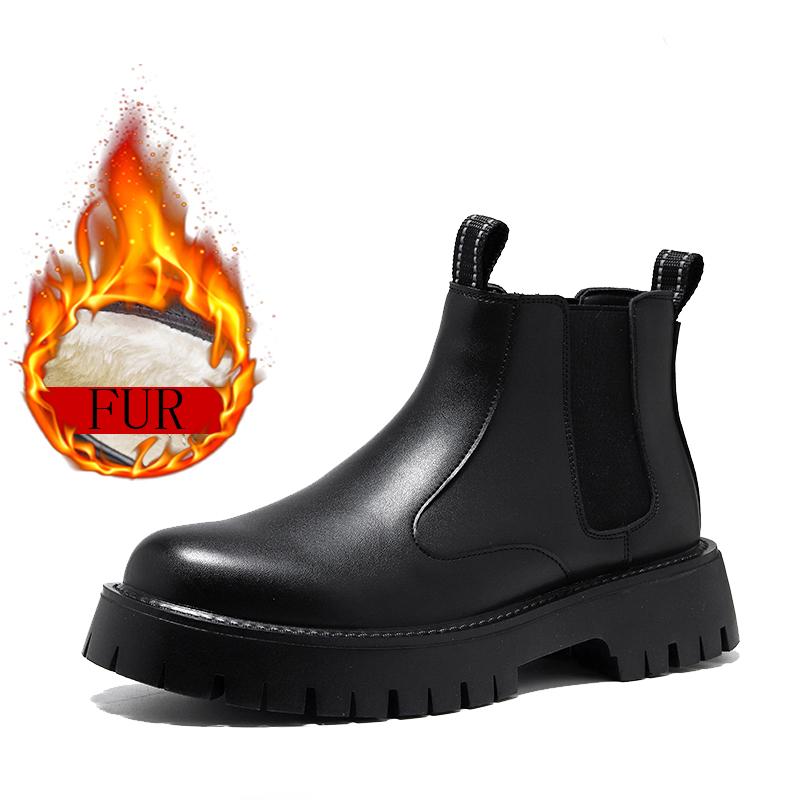 Зимние ботинки класса люкс, белые, с острым носком, на платформе, ботинки челси, мужские кожаные, большие, 38-46, высококачественные мотоциклетные ботинки