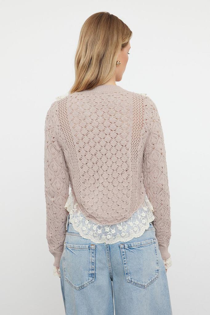 Женский модный стильный кардиган, черный укороченный кружевной ажурный ажурный трикотажный кардиган