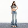 Washed jeans low waist Spice girl trousers retro horn mopping fashion American daily commute fashion trend