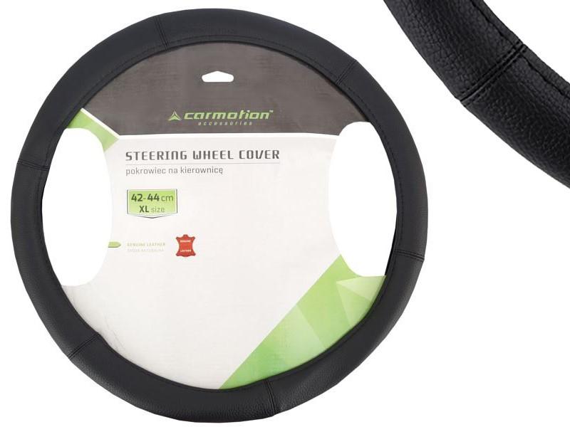 Steering Wheel Cover, "XL" 42-44 Cm, Natural Leather, Black