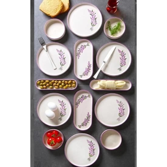 Штабелируемый набор для завтрака с узором лаванды, 14 предметов, на 6 человек, специальный дизайнерский набор для завтрака ручной работы