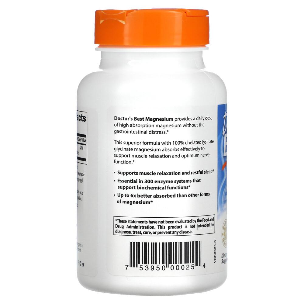 Doctor's Best High Absorption Magnesium 200mg (100mg per Tablet), 120 Tablets