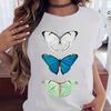 Женская Летняя футболка с принтом бабочки и дерева в стиле Харадзюку, повседневная футболка с круглым вырезом и короткими рукавами, женская черная футболка, Прямая поставка