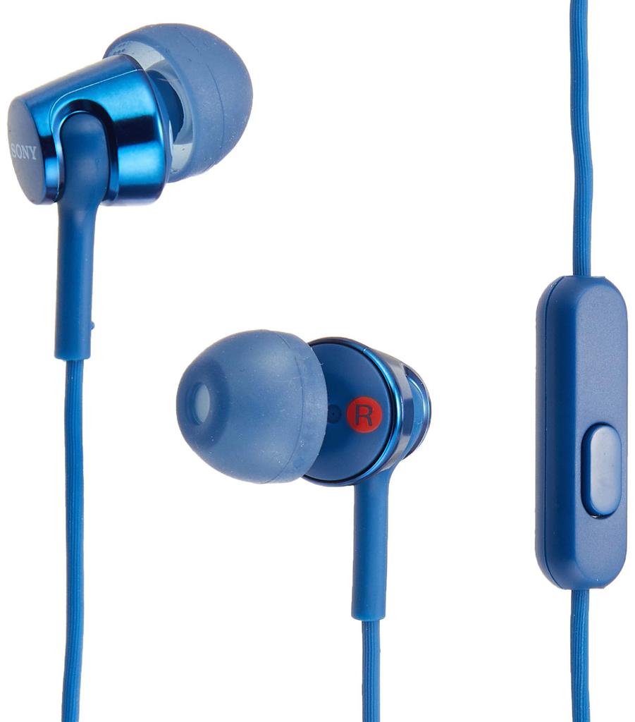 Sony Earphones with Remote and Blue MDR-EX155AP In-Ear Microphone, (MDR-EX155AP LI)