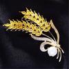 Elegant Wheat Metal Golden Brooch Adornment Stylish Wheat Ear Brooch Ornament Lapel Pin for Women's Suit or Sweater