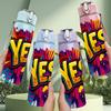 1PC Yes Explosion Pop Pattern 750ml Color Plastic Sports Water Bottle Leakproof Flip Straw Lid Suitable for Sports Office Home Use