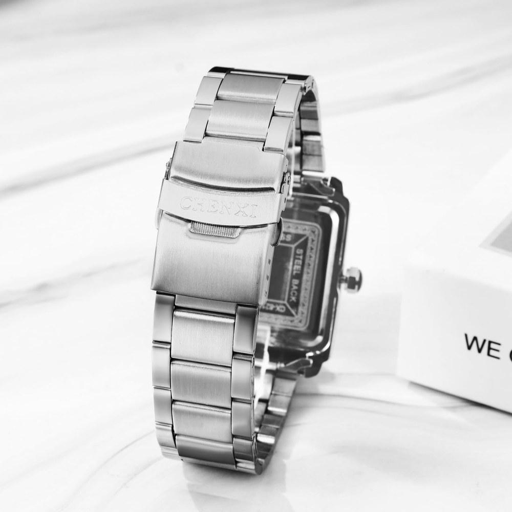JEWELRYWE Мужские квадратные кварцевые часы 3ATM водостойкие с ремешком из нержавеющей стали, римскими цифрами, аналоговым календарем, повседневные, стильные, серебристые, подарок для парня