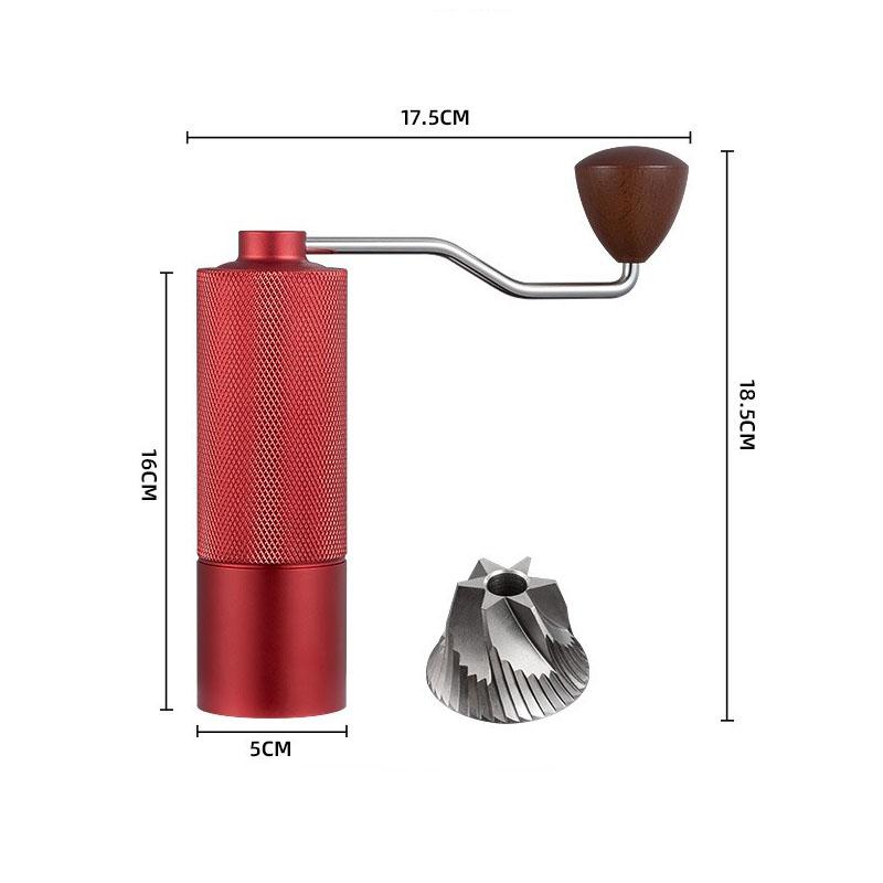 Ручная кофемолка Diamond Grinder CNC Сердечник из нержавеющей стали Удлиненная ручка Двойной подшипник Регулируемая кофемолка для кофейных зерен