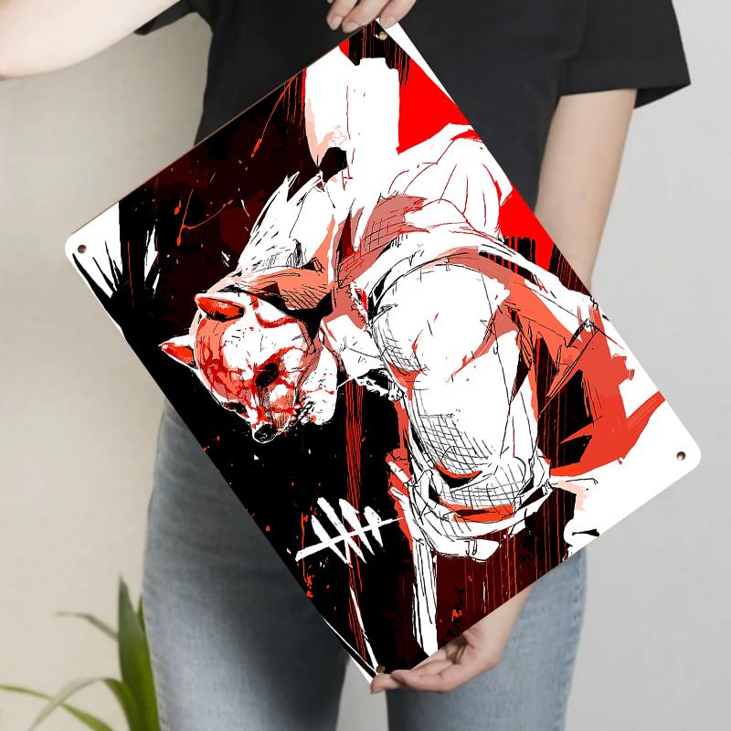 Dark Style Bloody Hound Warrior Metal Iron Painting Home Decor Wall Hanging Living Room Bedroom Creative Ornament