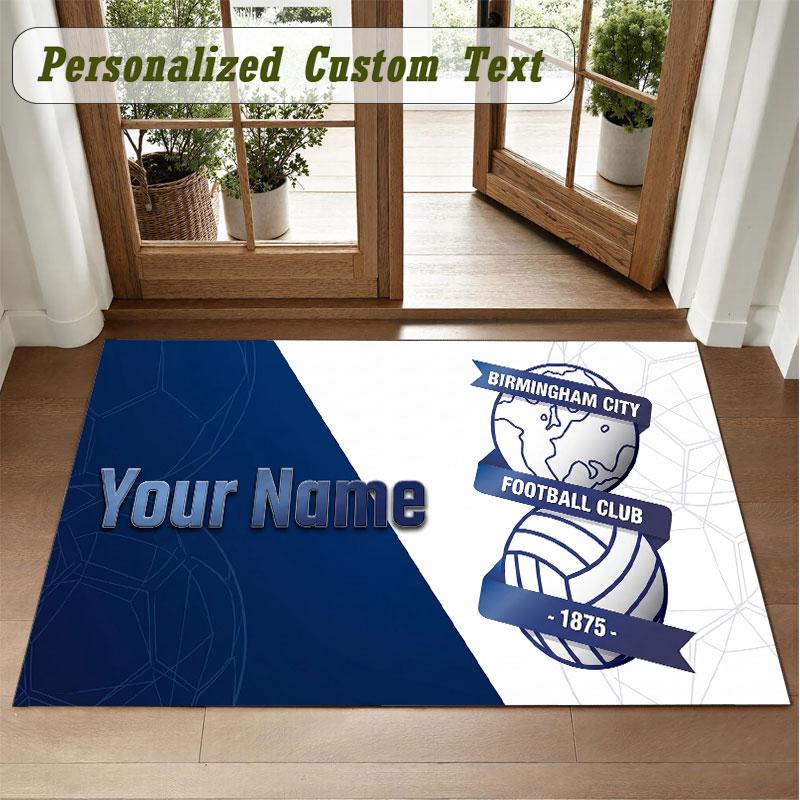 Crystal Velvet Square Rug Custom NameBIRMINGHAM CITY Pattern Non Slip Home Floor Decor Rug