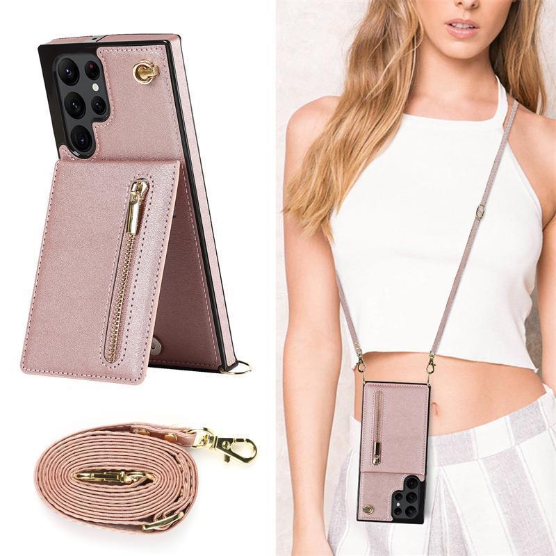 Fashion Zipper Card Bag Is Suitable for Samsung S22ultra Mobile Phone Case S21 + Insert Card S23 Anti-drop Note20.