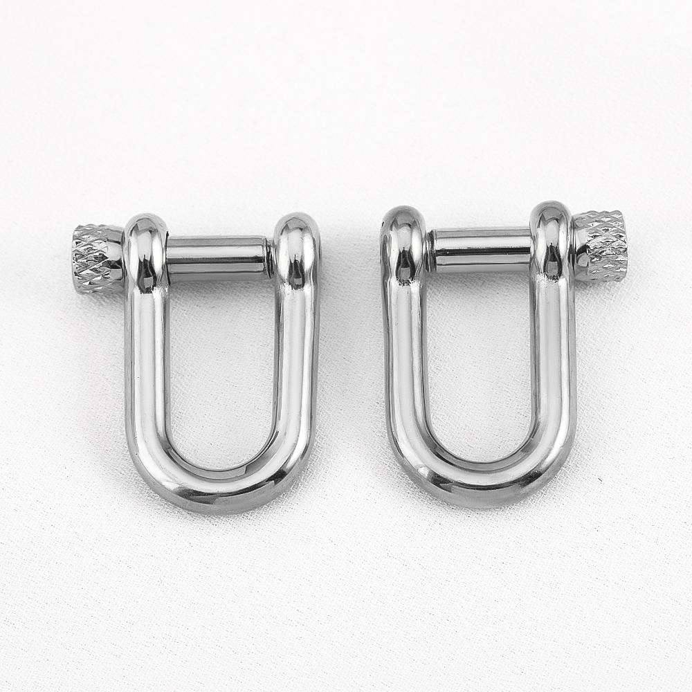 2Pcs Stainless Steel U Shape Screw Carabiner Jewelry Clasp Gold Colour Metal Horseshoe Toggle Spiral Clasp Hook Shackle Supplies