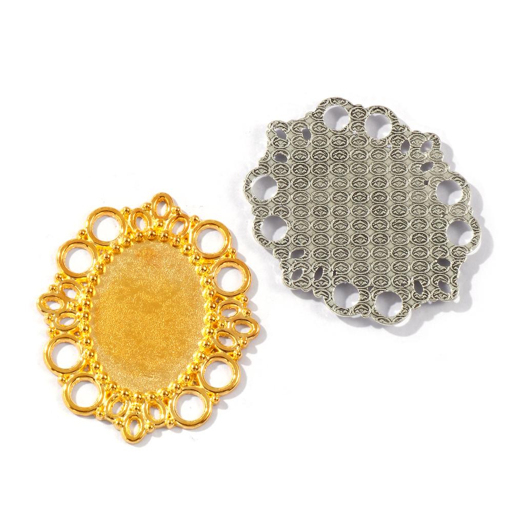 20 PCs Zinc Based Alloy Settings Connectors Charms Pendants Findings Oval Jewelry Making (Fits 25mm x 18mm) 4.2cm x 3.6cm