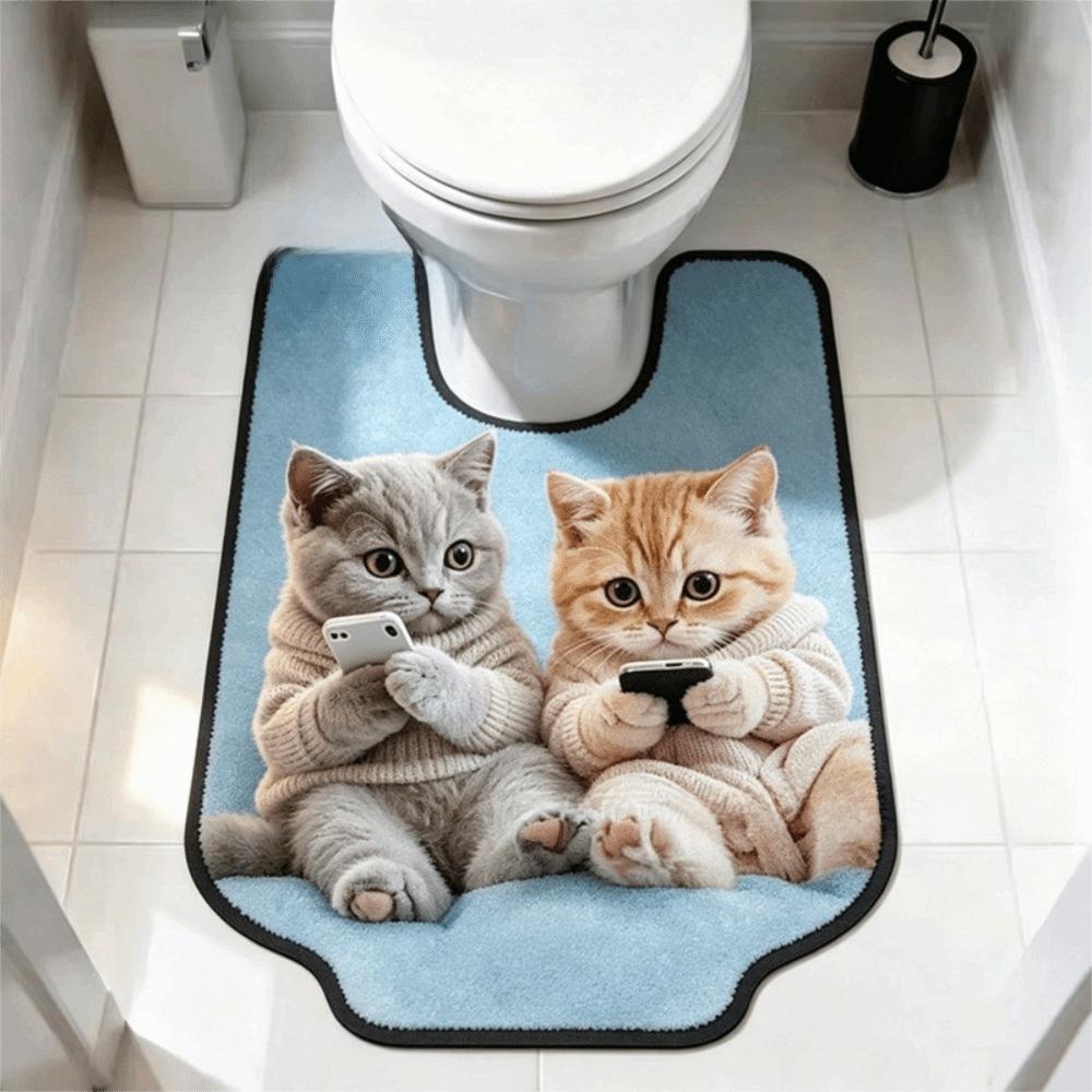 Non-slip Toilet Floor Rug Absorbent Bath Mat Novelty Bathroom U-shaped Mat Household
