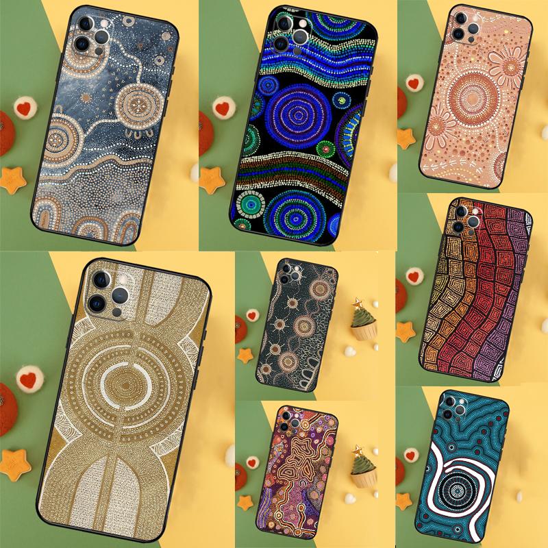 Aboriginal Art Print Funda For iPhone 11 12 13 14 16 15 Pro Max Mini XS Max X XR SE2 7 8 14 16 15 Plus Phone Case